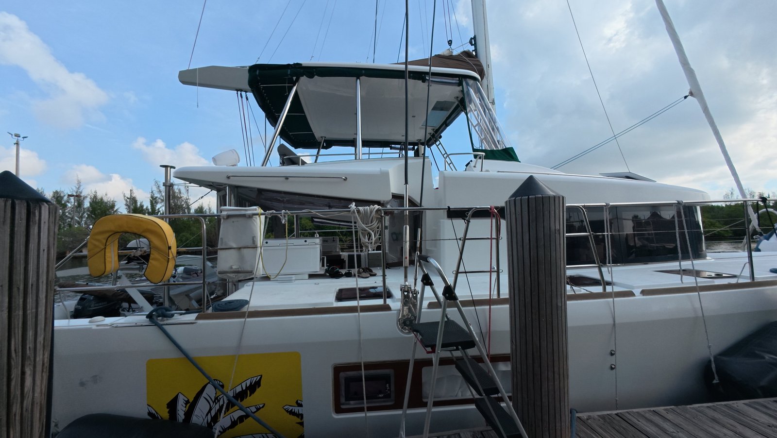 Propeller and running gear inspection on a boat docked in Miami, Florida