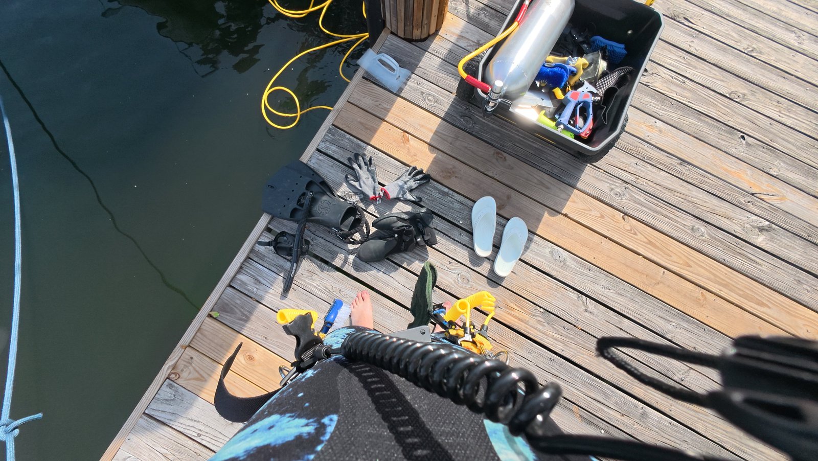 Boat running gear maintenance in Key Biscayne waters, Florida
