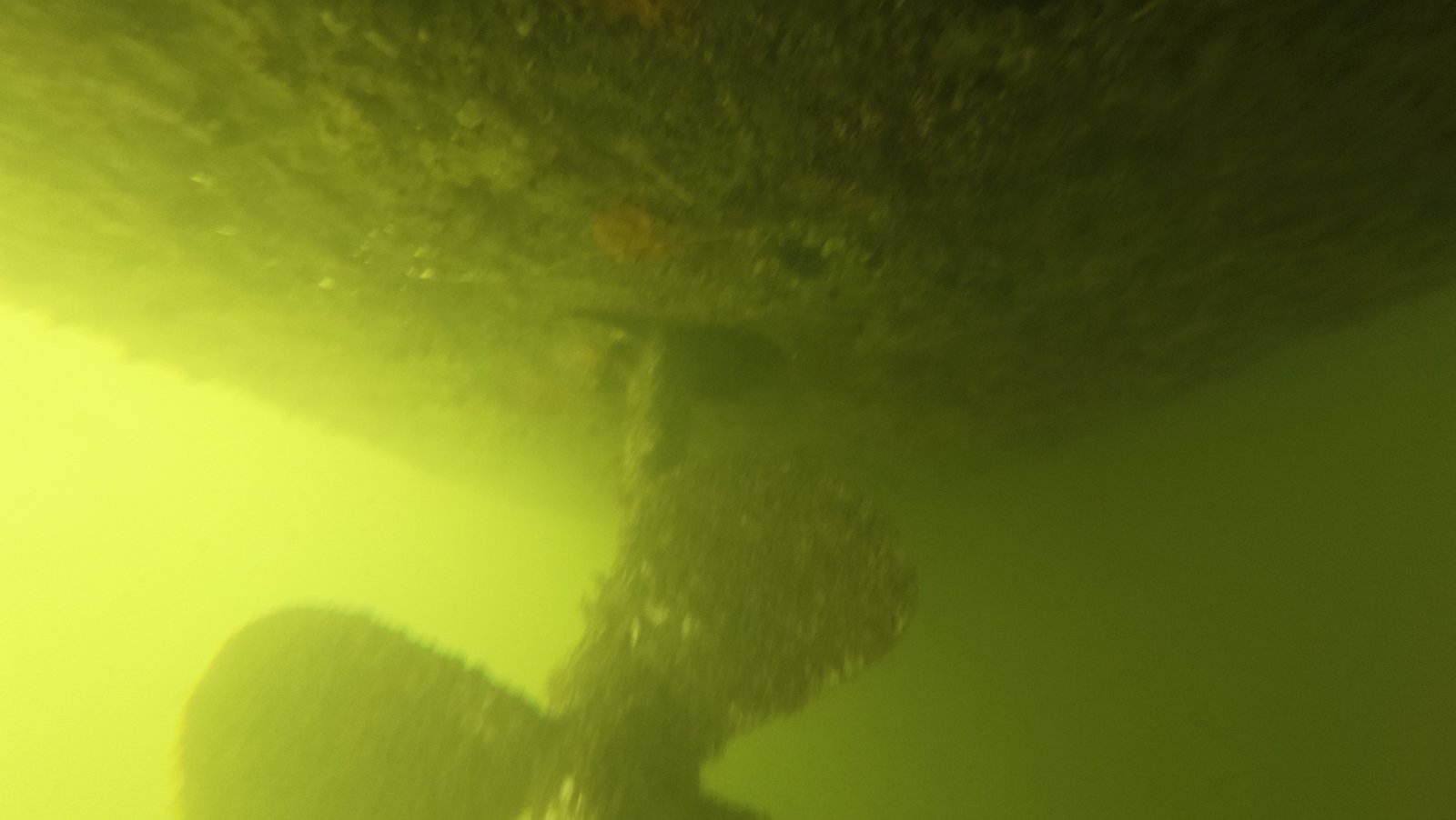 Underwater running gear inspection on a boat in Homestead, Florida