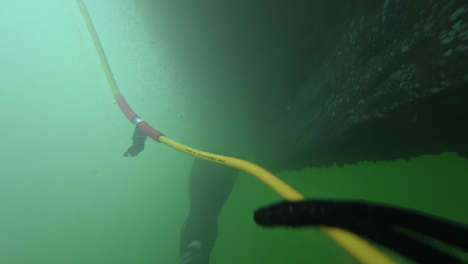 Diver inspecting boat shaft and struts at Epic Marina, Downtown Miami
